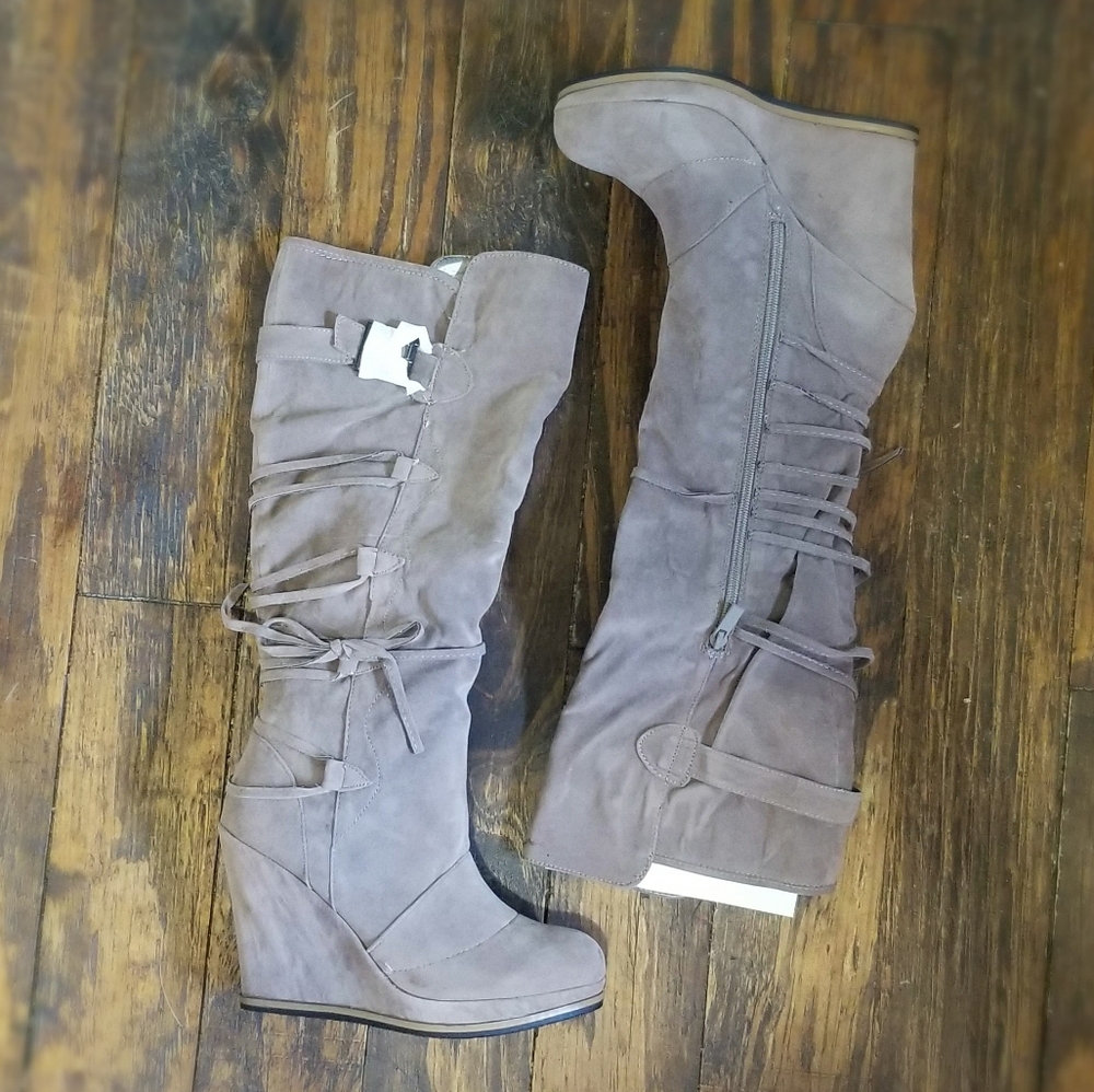 Knee high wedge boots